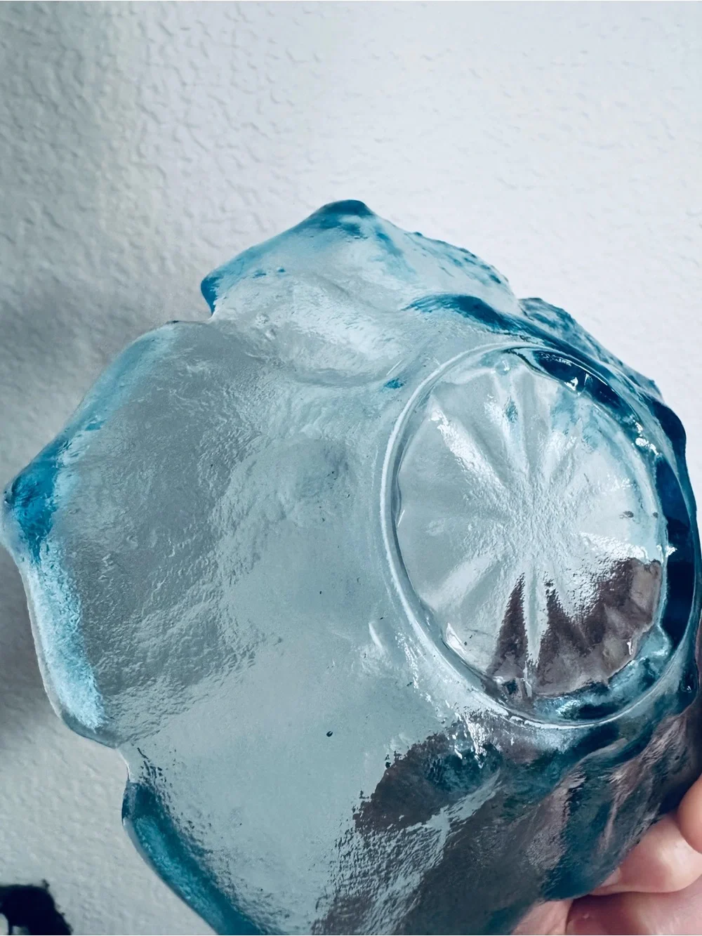 Vintage Blue Floral Depression Glass Bowl Candy Dish